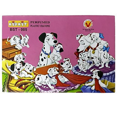 Viết Sáp Màu Chó Đốm BS-005 (12 Màu) - Mẫu Bao Bìa Màu Hồng