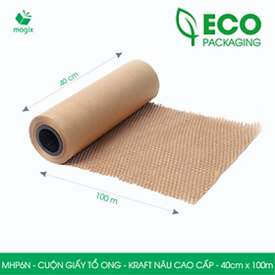 MHP6N - 40cm x 100m - Cuộn giấy tổ ong chống sốc - Kraft nâu Cao Cấp - Giấy gói hàng, gói quà