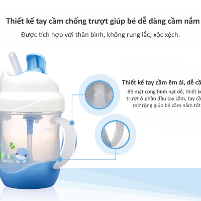 BÌNH UỐNG NƯỚC ỐNG HÚT CÓ TAY CẦM 200ML BẰNG NHỰA PP KUKU - KU5472