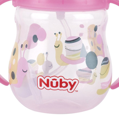 Bình Uống Nước Ống Hút Silicone 360 Độ Nuby 10324 (270ml) - Hồng