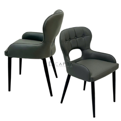 Ghế phòng ăn nhập khẩu nệm pvc màu xám đậm ECO 38A-P Nội thất Capta Ghế ăn hiện đại có nệm chân sắt sơn tĩnh điện tại tp hcm