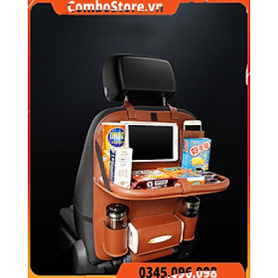 Túi treo đồ sau ghế ô tô da cao cấp có bàn - Túi để đồ lưng ghế xe hơi da cao cấp có bàn