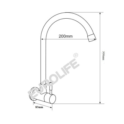 Vòi rửa chén lạnh âm tường Inox SUS 304 Eurolife EL-RC08 (Trắng vàng)