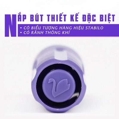 Bộ bút lông dầu STABILO Mark-4-all PERMANENT - Bộ 3 bút đầu vuông xanh + đen + đỏ (MK653-C3A)