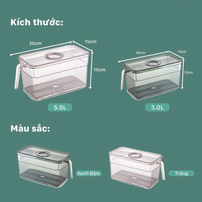 Hộp Đựng Thực Phẩm 3L Có Nắp Tách Nước Và Tay Cầm Tiện Lợi – Hộp Bảo Quản Đồ Ăn Tủ Lạnh - Hộp Lạnh - HÀNG CHÍNH HÃNG MINIIN