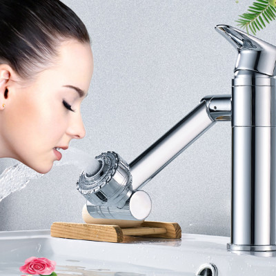 Vòi rửa mặt Lavabo cổ xoay 720 độ đa chiều, củ đồng, thân ngắn, mạ Crom, điều chỉnh nhiều chế độ tia nước Minh House