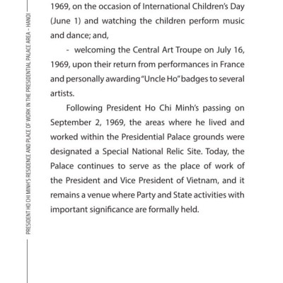 President Ho Chi Minh’s Residence  and Place of Work in the Presidential Palace Area - Ha Noi