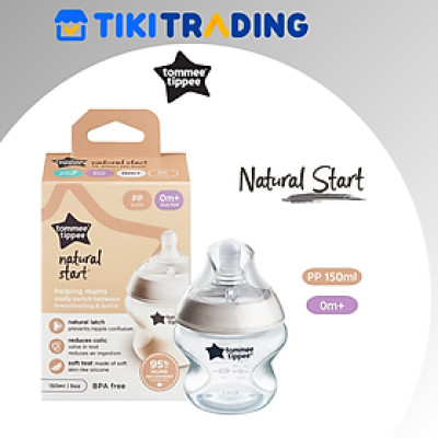 Bình Sữa PP Ty Siêu Mềm Tự Nhiên Tommee Tippee 150ml, Núm Ty Của Bình 0-3 Tháng