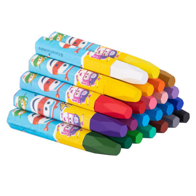 Hộp 24 Bút Màu Sáp Kèm Cây Cầm Bút & Đồ Chuốt 2 Trong 1 - SuperWings - Deli EC009-24