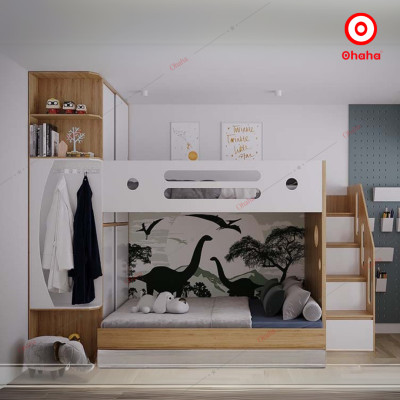 [ Miễn phí giao hàng và lắp đặt tại TP.HCM] Giường tầng thông minh Ohaha kết hợp tủ quần áo - GTTM043