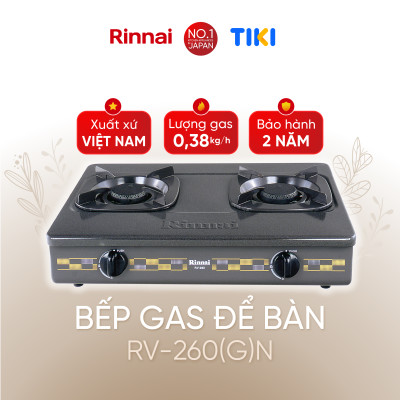 Bếp gas dương Rinnai RV-260(G)N mặt bếp men và kiềng bếp men - Hàng chính hãng.