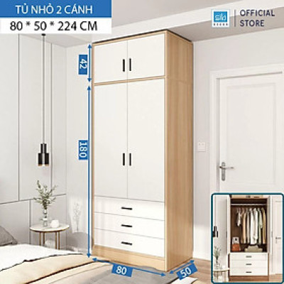 Tủ Quần Áo Màu Trắng Phối Vân Gỗ Sồi Nhiều Ngăn Đa Năng Thương Hiệu SIB Decor TA11