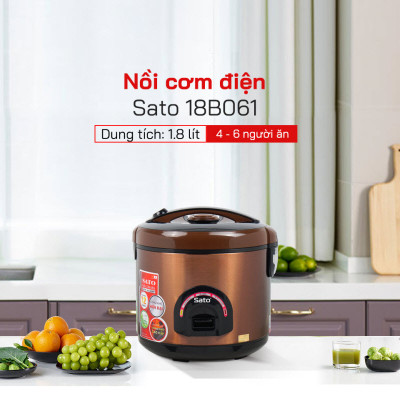 Nồi Cơm Điện SATO 18B061 1.8L - Chế độ ủ ấm đa chiều giúp cơm ngon hơn và giữ ấm được lâu hơn - Miễn phí vận chuyển toàn quốc - Hàng chính hãng