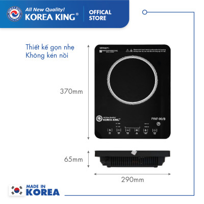 Bếp hồng ngoại Korea King PINF -90B (bếp đơn, mặt kính cường lực, công suất 2000W )-Hàng chính hãng
