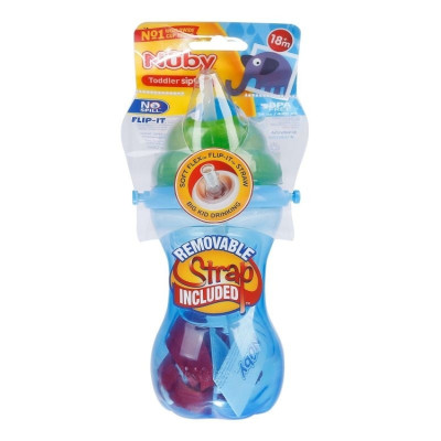 [ 10149-Nuby ] Bình uống nước 420ml, có ống hút, kèm dây đeo ( NSX 08.11.2018 )