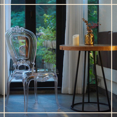 Ghế cafe nhựa PC trong suốt cao cấp cho sân vườn, ngoài trời Ghế trang điểm Ghost 2A-PC