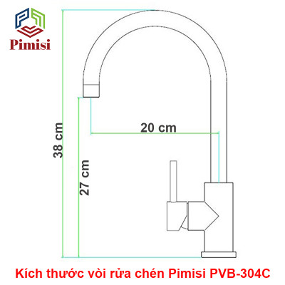 Vòi Rửa Chén Bát Pimisi PVB-304C Nóng Lạnh Inox Mờ 304 Dễ Dàng Vệ Sinh Lắp Chậu Âm-Dương Bàn Đá, Chậu Inox | Chính Hãng