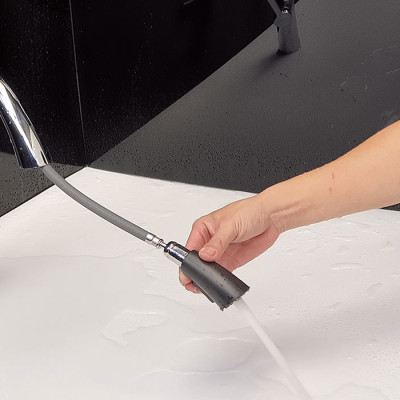 Vòi rửa chén nóng lạnh, dây kéo 2 chế độ Eurolife EL-KM07 (Trắng bạc)