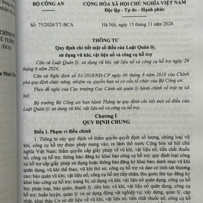 Luật Quản Lý, Sử Dụng Vũ Khíi, Vật Liệu Nổ Và Công Cụ Hỗ Trợ, Các Văn Bản Quy Định Chi Tiết, Hướng Dẫn Thi Hành - V2572T