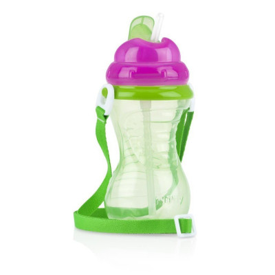 [ 10149-Nuby ] Bình uống nước 420ml, có ống hút, kèm dây đeo ( NSX 08.11.2018 )