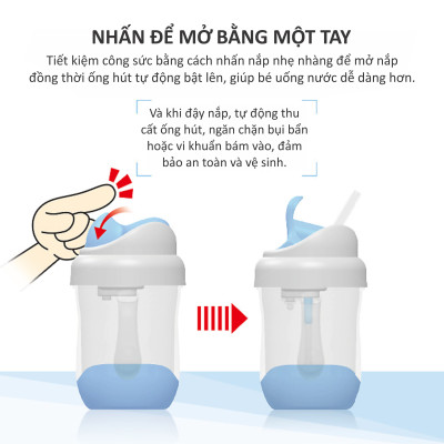 BÌNH UỐNG NƯỚC ỐNG HÚT CÓ TAY CẦM 200ML BẰNG NHỰA PP KUKU - KU5472