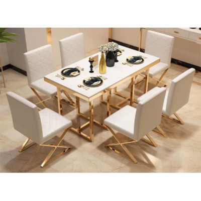 Bàn Ăn Mặt Đá Inox Nhập Khẩu Juno Sofa HHP-BA8010-14 Cao Cấp