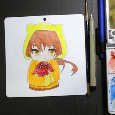 Giấy vẽ màu nước vẽ lên màu ấn tượng giấy dày kích thước (14 x 14) cm bo 4 góc 40 tờ AR516 Green Art - Hàng chính hãng