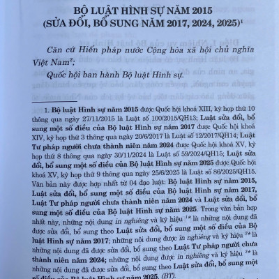 Sách Bộ Luật Hình Sự Năm 2015 ( Sửa Đổi, Bổ Sung Năm 2017, 2024, 2025)
