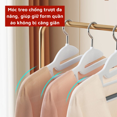 Set 10 móc treo quần áo chống trượt xoay 360 đa năng 