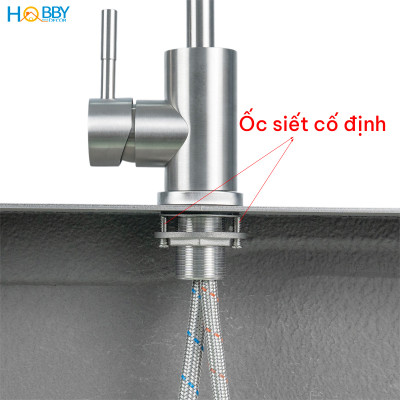 Vòi rửa chén nóng lạnh Inox 304 thân lò xo cong Hobby home decor LXNL1