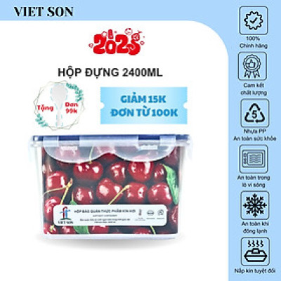 [TẶNG KHAY RÁO NƯỚC] Hộp Đựng Thực Phẩm VIETSON 2400ml Nắp Khóa 4 Cạnh Kín Hơi