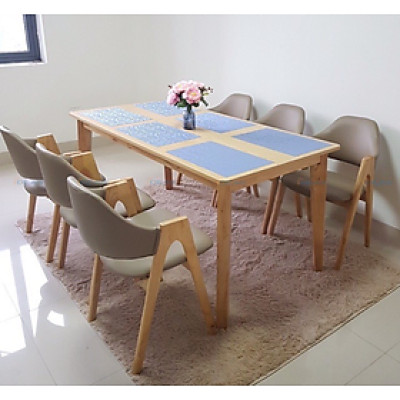 Bộ băn ăn 6 ghế chân chữ A hiện đại BAMSF17 Juno Sofa Kích thước 1m6 x 80 x 75c