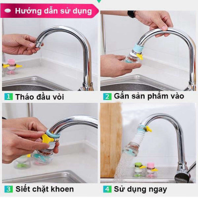 Vòi tăng áp suất   có thể xoay 360 độ cho bồn rửa chén , thiết kế dạng vòi sen dùng để điều chỉnh dòng nước ở bồn rửa  , có than hoạt tính phù hợp với tất cả các vòi 