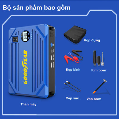Bộ kích, kiêm bơm lốp và sạc dự phòng dung lượng 10.400mAh dùng cho ô tô - Thương hiệu Mỹ cao cấp Goodyear GY-5282 [BẢO HÀNH CHÍNH HÃNG 12 THÁNG] 