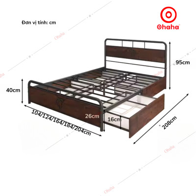 [ Miễn phí giao hàng và lắp đặt tại TP.HCM] Giường ngủ sắt hiện đại Ohaha - GS007