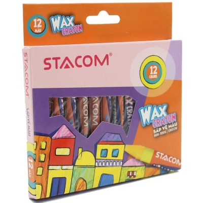 Hộp 12 Bút Sáp Màu Wax Crayon - Stacom CR012W