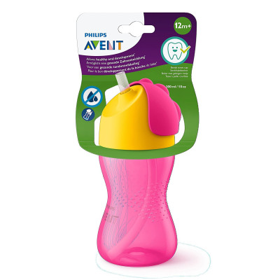 Bình tập uống Philips Avent cho bé 12 tháng -  có ống hút - nhựa PP 300ml