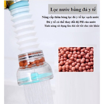 Vòi tăng áp suất , đầu vòi nối rửa bát tăng áp   xoay 360 độ cho bồn rửa chén có than hoạt tính 