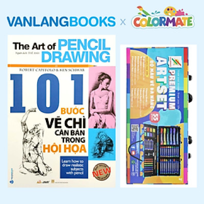 Sách 101 Bước Vẽ Chì Căn Bản Trong Hội Họa + Bộ Màu Vẽ Đa Năng Hộp Giấy M55 - Vanlangbooks x Colormate