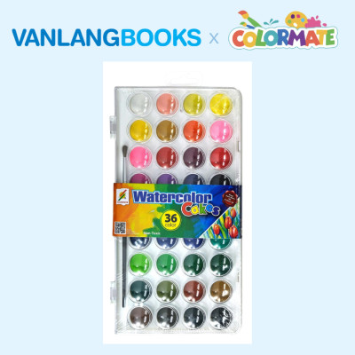 Sách Học Vẽ Tranh Màu Nước + Hộp 36 Bánh Màu Nước Watercolor Cakes - Vanlangbooks x Colormate
