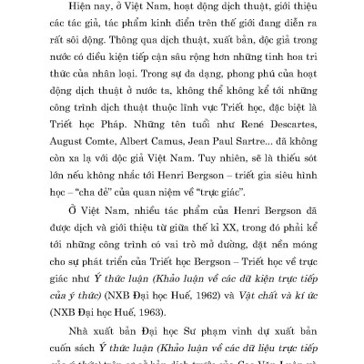 Ý Thức Luận (Essai Sur Les Données Immédiates De La Conscience) - Henri Bergson; Cao Văn Luận dịch; Phạm Anh Tuấn hiệu chú (Tái bản 2024)