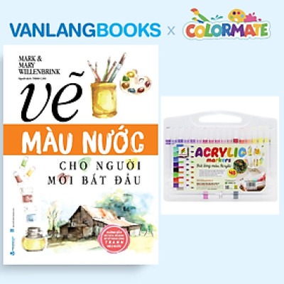 Sách Vẽ Màu Nước Cho Người Mới Bắt Đầu (Tái Bản 2025) + Hộp 48 Bút Lông Màu Acrylic Marker - Vanlangbooks x Colormate