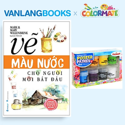 Sách Vẽ Màu Nước Cho Người Mới Bắt Đầu (Tái Bản 2025) + Hộp 8 Màu Vẽ Poster Paint 20ml - Vanlangbooks x Colormate