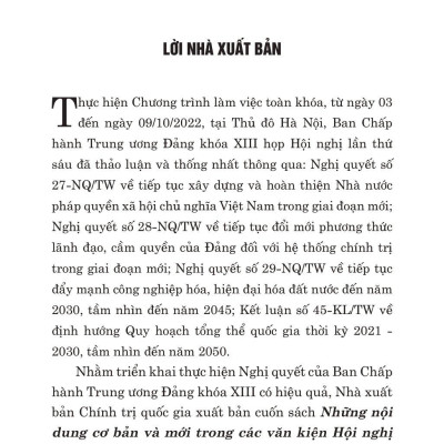 Những Nội Dung Cơ Bản Và Mới Trong Các Văn Kiện Hội Nghị Lần Thứ Sáu Ban Chấp Hàng Trung Ương Đảng Khóa XIII