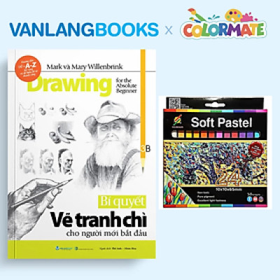 Sách Bí Quyết Vẽ Tranh Chì Cho Người Mới Bắt Đầu + Hộp Giấy 24 Cây Phấn Màu Soft Pastel - Vanlangbooks x Colormate