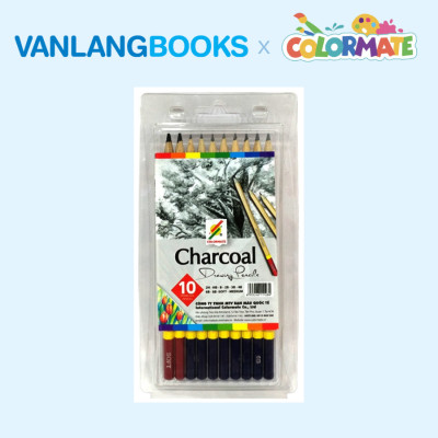 Sách Bí Quyết Vẽ Bút Chì + Hộp 10 Cây Bút Chì Gỗ Phát Thảo Charcoal Artist - Vanlangbooks x Colormate