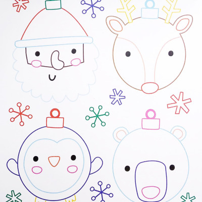 Eraser Pencil Toppers: Christmas Colouring