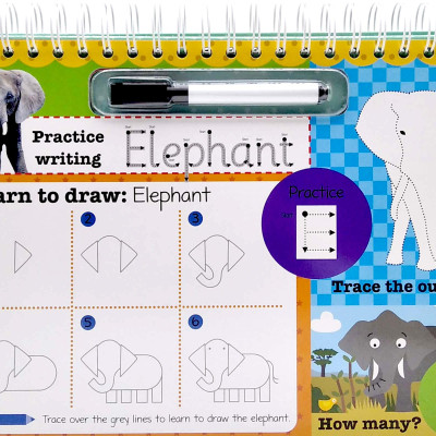 Wipe Clean Easel Book With Pen - Animals