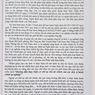 Sách - Hướng Dẫn Thực Hiện Cơ Chế Tự Chủ Tài Chính Của Các Đơn Vị Hành Chính Sự Nghiệp