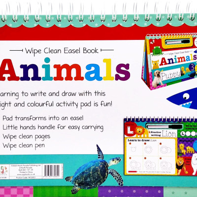Wipe Clean Easel Book With Pen - Animals